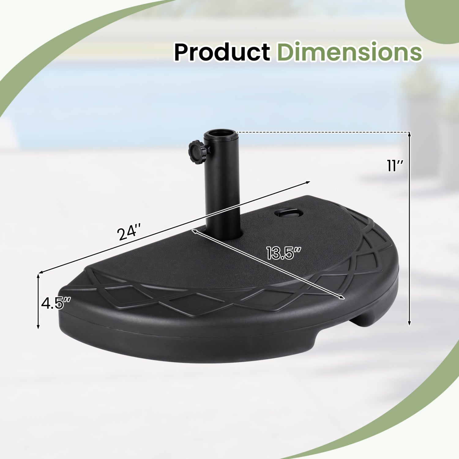 Half Round Patio Umbrella Base, 44 Lbs, Fillable Outdoor Umbrella Bases at Gallery Canada