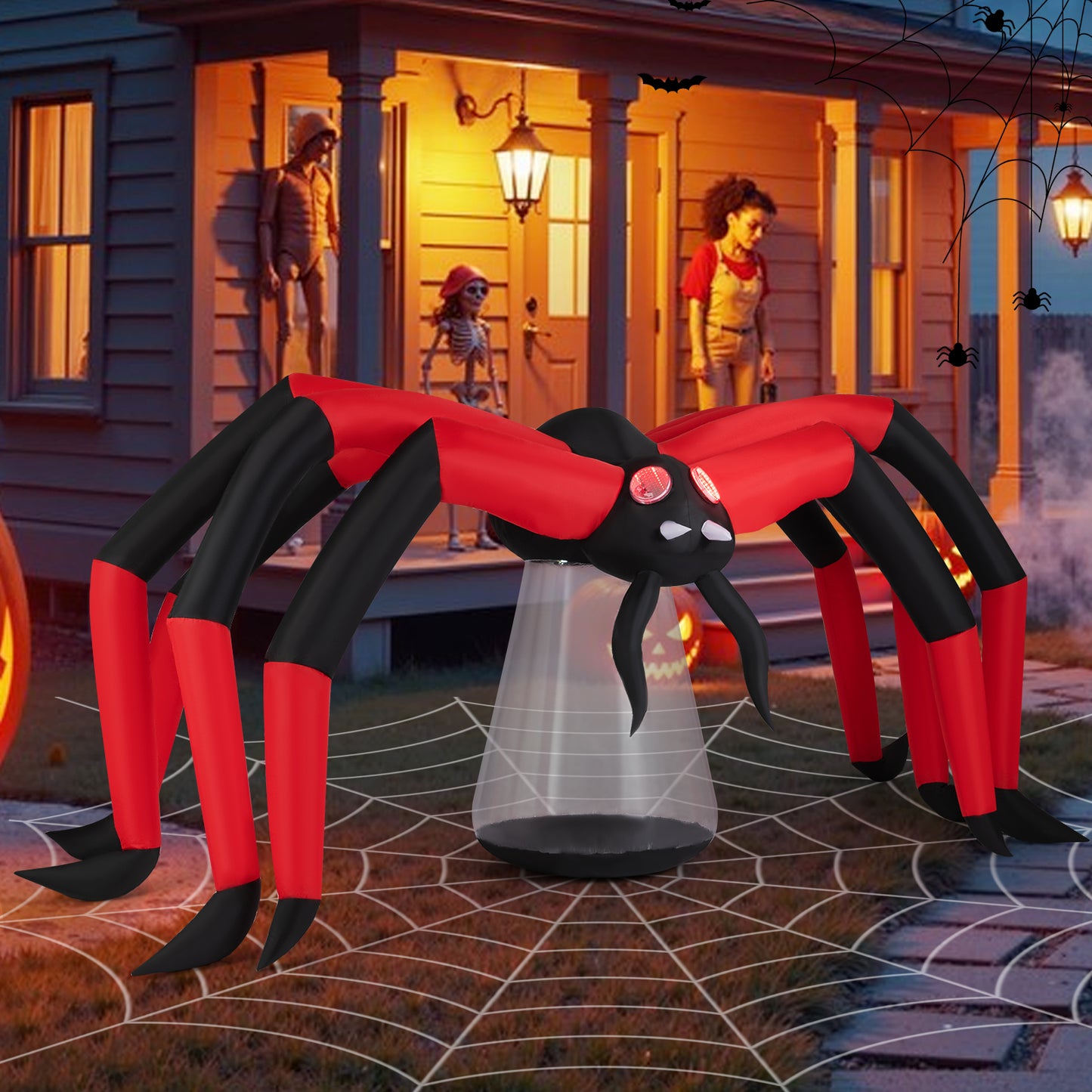 Halloween Inflatable Spider Blow Up Yard Scary Spider with Red Tunnel Light Eyes Halloween at Gallery Canada