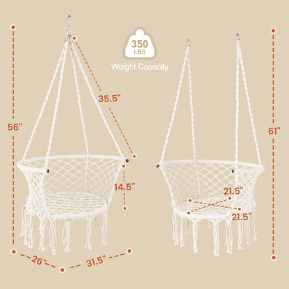 Macrame Hammock Chair Swing, Hanging Cotton Rope, Beige Hammocks at Gallery Canada