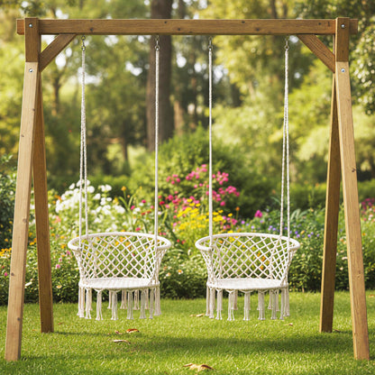 Macrame Hammock Chair Swing, Hanging Cotton Rope, Beige Hammocks at Gallery Canada