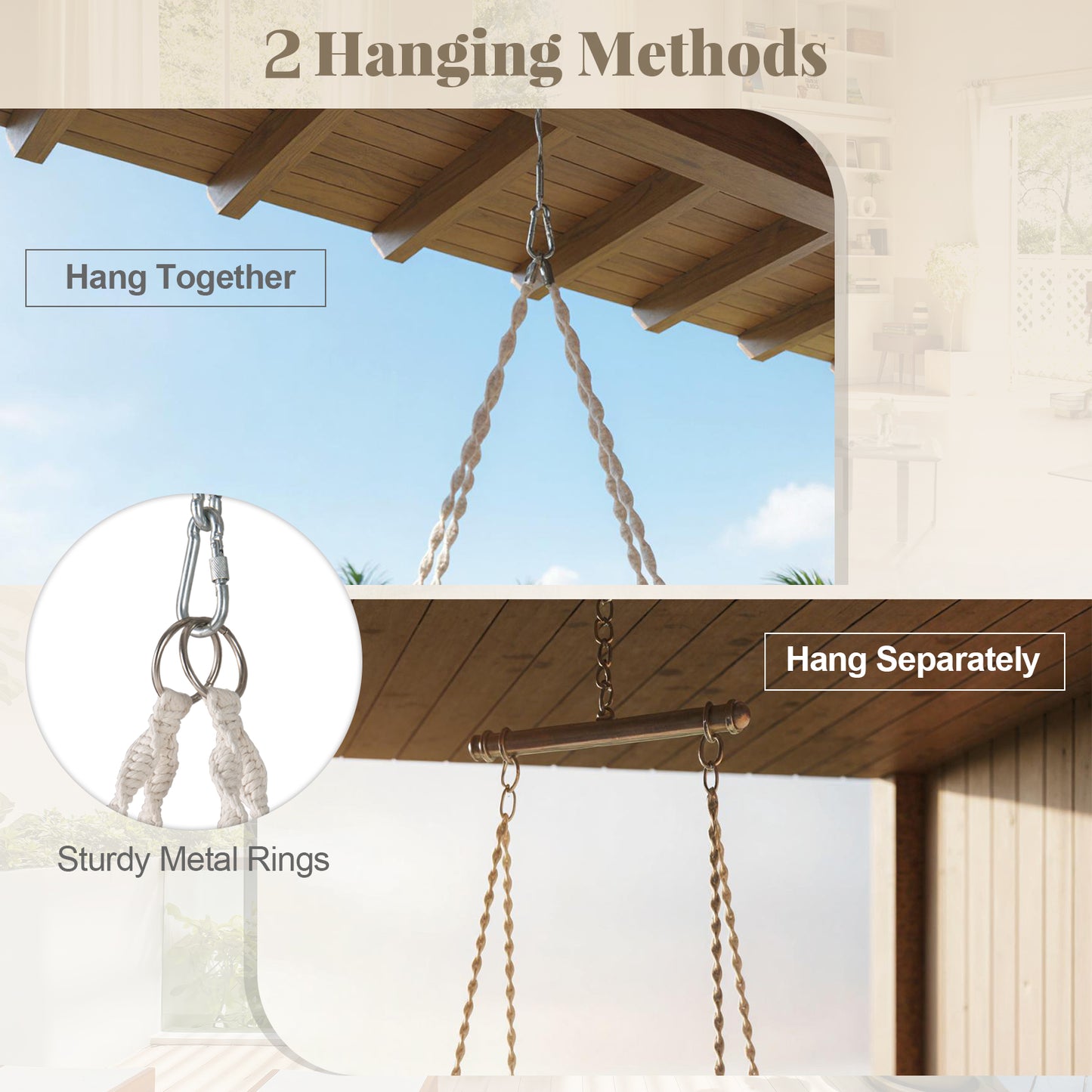Macrame Hammock Chair Swing, Hanging Cotton Rope, Beige Hammocks at Gallery Canada