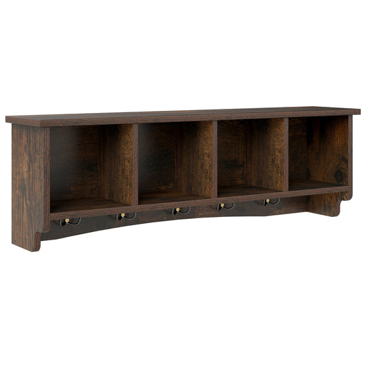 Hanging Entryway Shelf Coat Rack, Wall Mounted Storage Cabinet, Brown Coat Racks & Hall Trees Brown at Gallery Canada