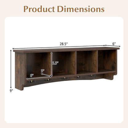 Hanging Entryway Shelf Coat Rack, Wall Mounted Storage Cabinet, Brown Coat Racks & Hall Trees at Gallery Canada