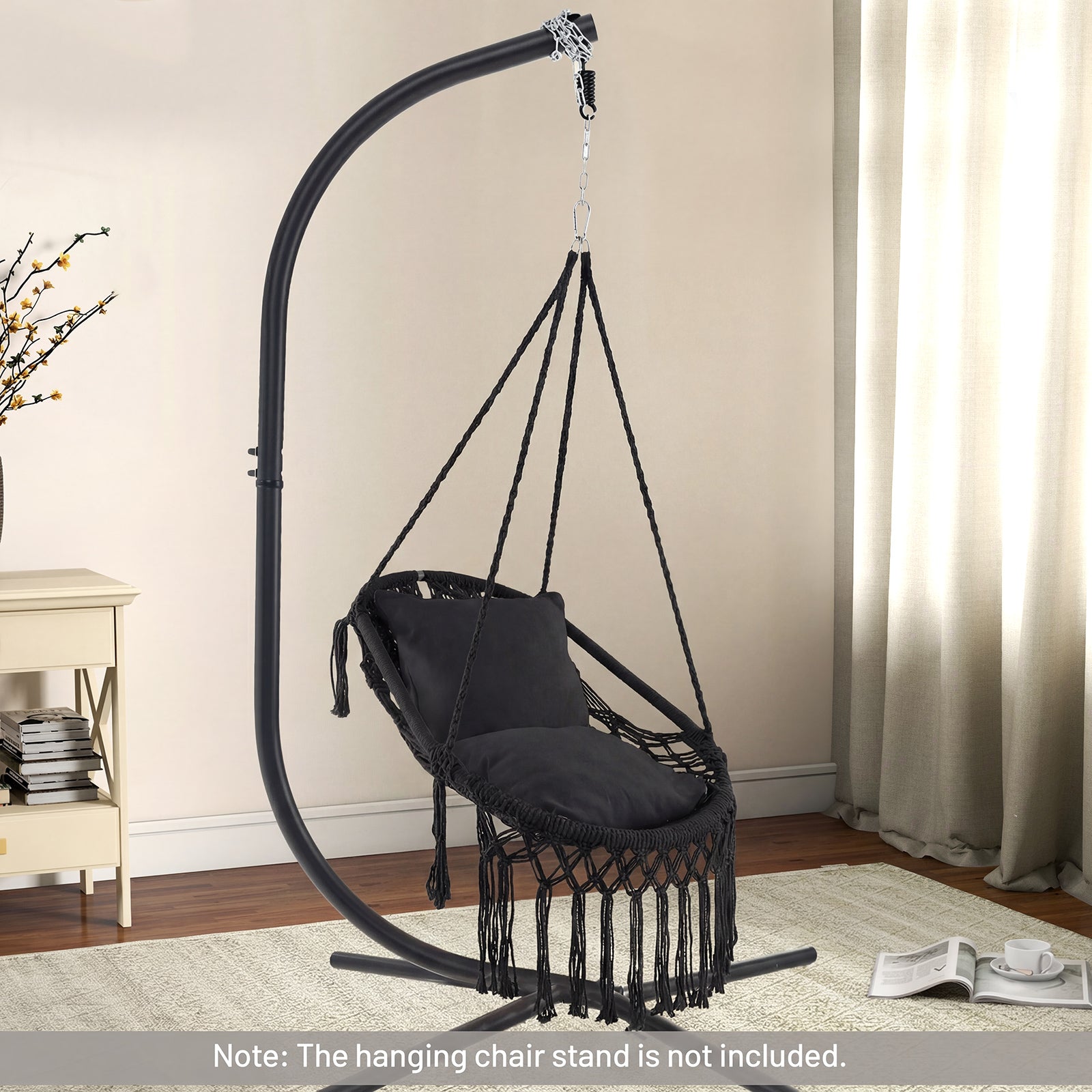 Hanging Hammock Chair With Soft Seat Cushions, Sturdy Rope Chain, Black Hammocks at Gallery Canada