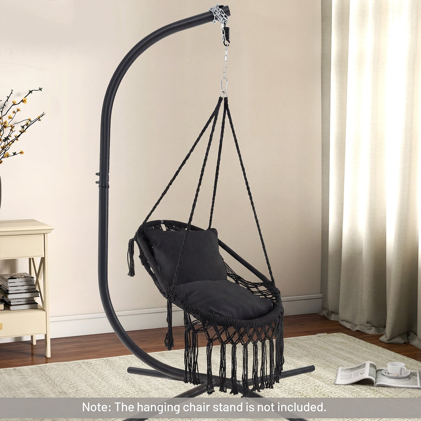 Hanging Hammock Chair With Soft Seat Cushions, Sturdy Rope Chain, Black Hammocks at Gallery Canada