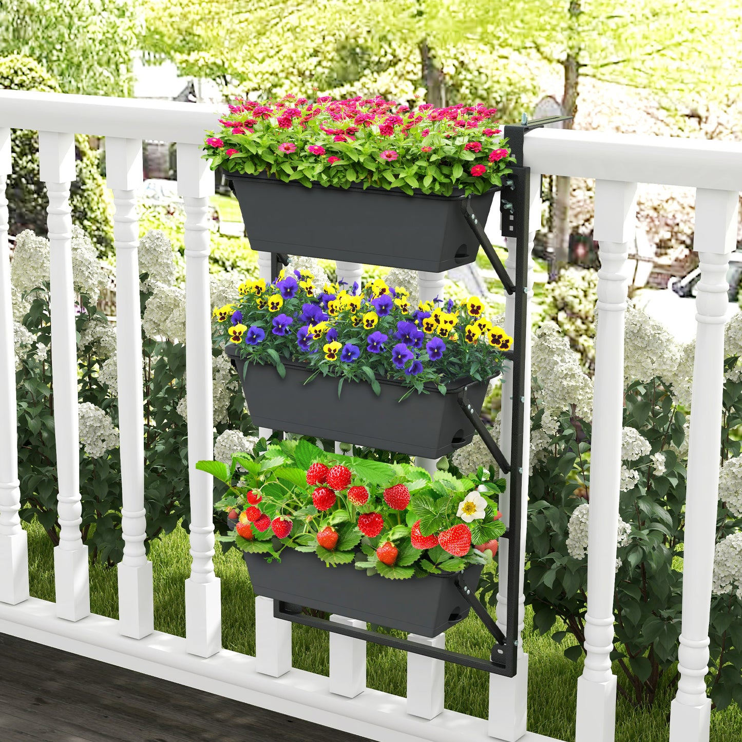 Hanging Vertical Planter, Wall-Mounted Adjustable With Detachable Hooks, Black Raised Garden Beds at Gallery Canada