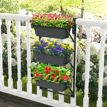 Hanging Vertical Planter, Wall-Mounted Adjustable With Detachable Hooks, Black Raised Garden Beds at Gallery Canada