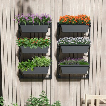 Hanging Vertical Planter, Wall-Mounted Adjustable With Detachable Hooks, Black Raised Garden Beds at Gallery Canada