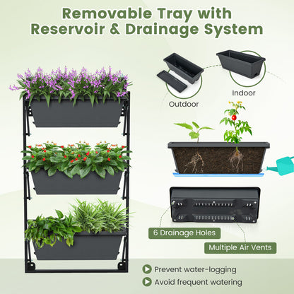 Hanging Vertical Planter, Wall-Mounted Adjustable With Detachable Hooks, Black Raised Garden Beds at Gallery Canada