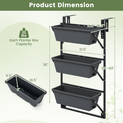 Hanging Vertical Planter, Wall-Mounted Adjustable With Detachable Hooks, Black Raised Garden Beds at Gallery Canada
