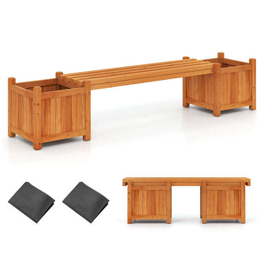 Hardwood Planter Box Bench, 2 Side Flower Boxes, Natural Potting Benches & Tables Natural at Gallery Canada