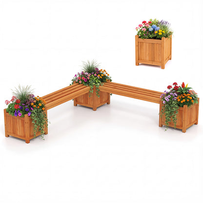 Hardwood Planter Box Bench, 2 Side Flower Boxes, Natural Potting Benches & Tables at Gallery Canada