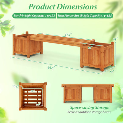 Hardwood Planter Box Bench, 2 Side Flower Boxes, Natural Potting Benches & Tables at Gallery Canada