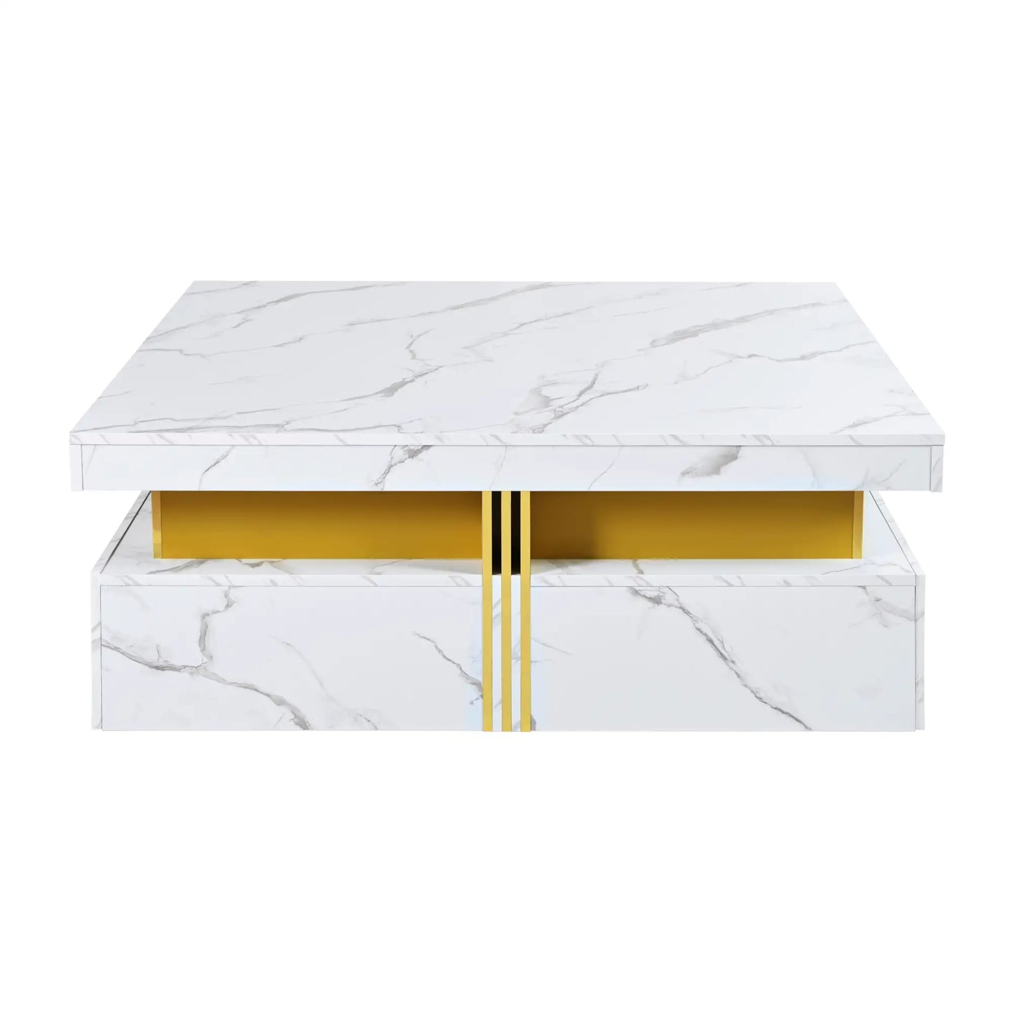 Square Storage Coffee Table, 4 Drawers, MDF, 33.5" L x 33.5" W x 16.5" H, White Coffee Tables White at Gallery Canada