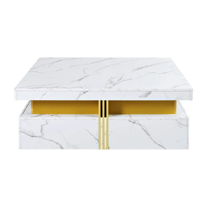 Square Storage Coffee Table, 4 Drawers, MDF, 33.5" L x 33.5" W x 16.5" H, White Coffee Tables White at Gallery Canada