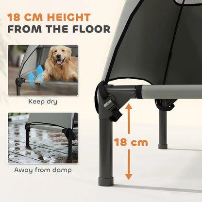 Elevated Dog Bed With Canopy, Washable Mesh, Steel Frame, 41.7" x 29.9" x 39", Light Grey Elevated Dog Beds at Gallery Canada