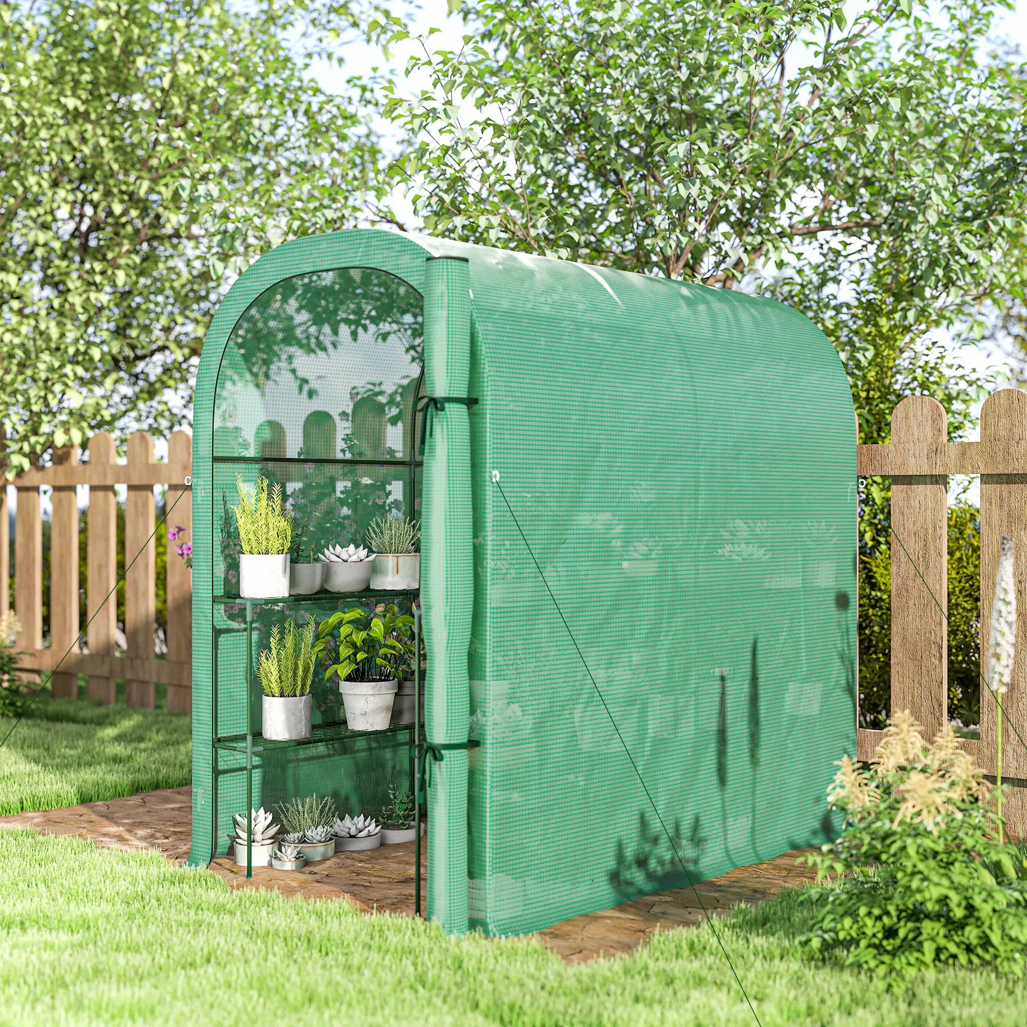 Walk-In Mini Greenhouse With Shelves, Portable Outdoor, 123 x 187 x 189 cm, Green Portable Greenhouses at Gallery Canada