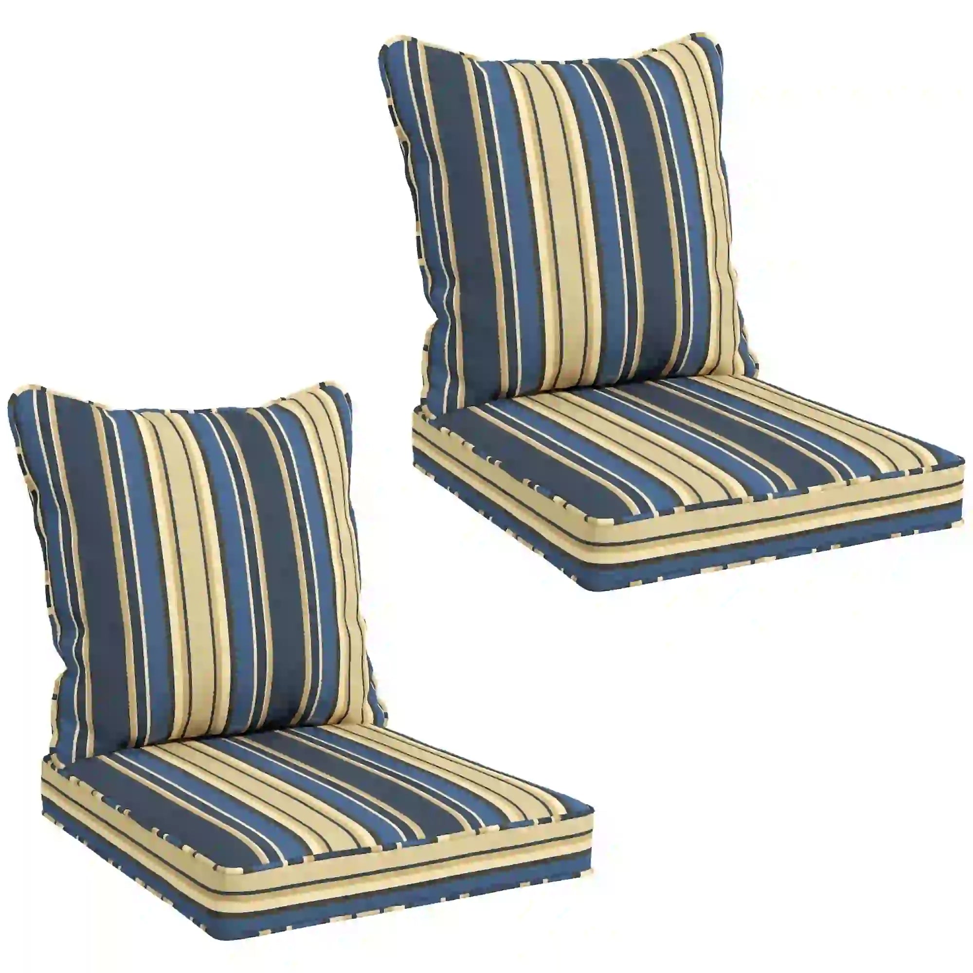 Seat Cushion Back Pillows Set of 2, Patio Chair Cushions, Indoor Outdoor, Blue Patio Chair Cushions Blue at Gallery Canada