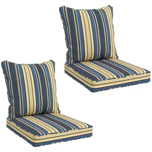 Seat Cushion Back Pillows Set of 2, Patio Chair Cushions, Indoor Outdoor, Blue
