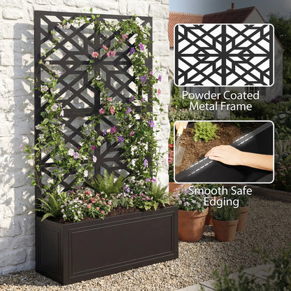 Lit de jardin surélevé en métal avec treillis pour plantes grimpantes