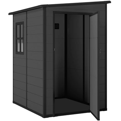 4'x5' Dark Grey Garden Storage Shed, Lockable Tool House, Dark Grey Sheds Dark Grey at Gallery Canada