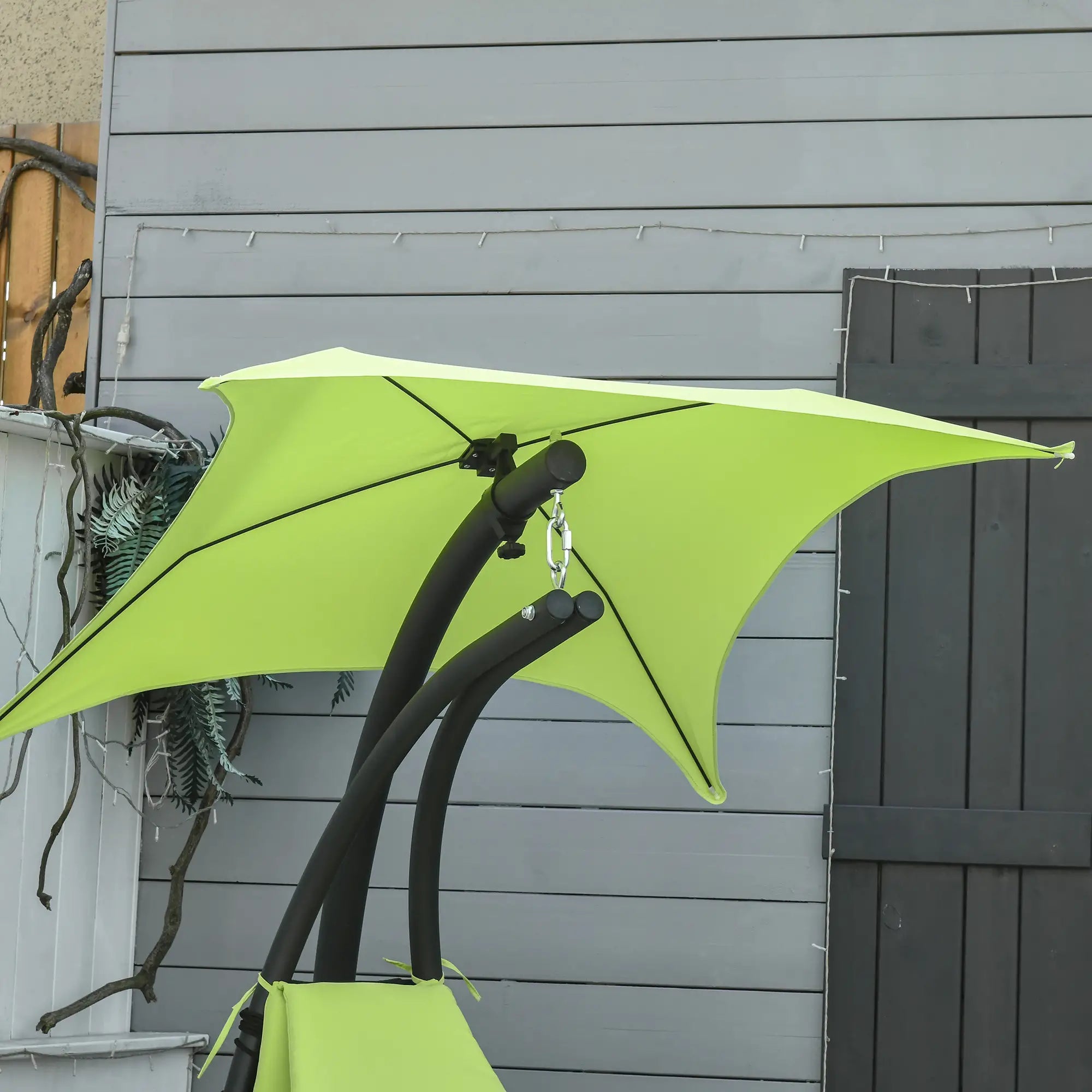 Outdoor Hammock Chair with Stand, Soft Padded Cushion, Canopy Umbrella, Green Patio Swings with Stand at Gallery Canada