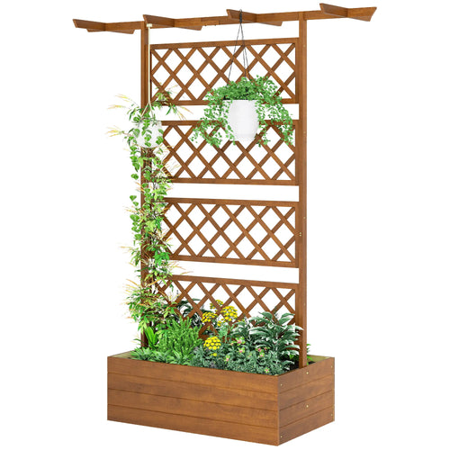 Wooden Planter with Trellis, Raised Garden Bed, Orange