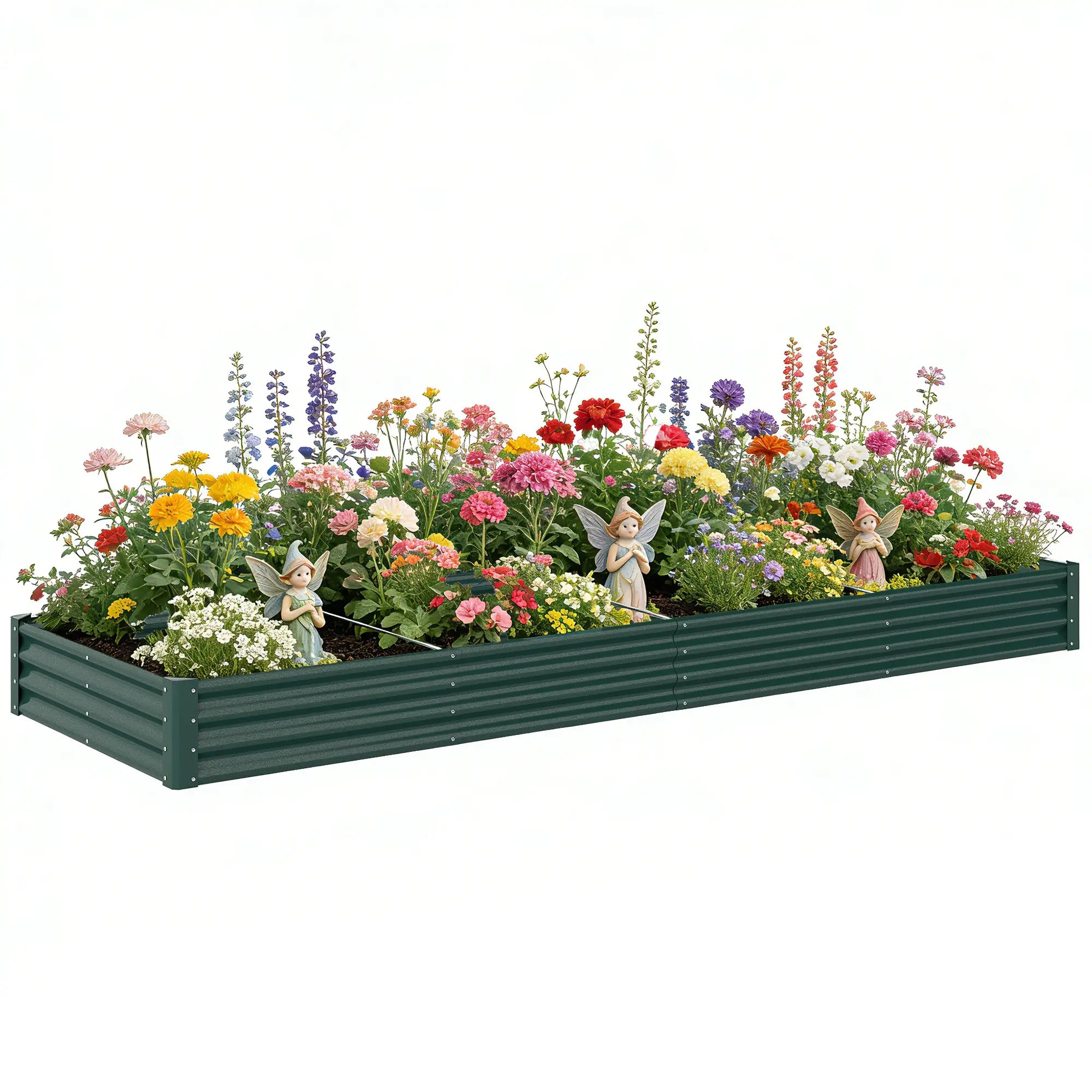 12 x 4 x 1ft Galvanized Raised Garden Bed, Reinforced Outdoor Planter Box, Green Galvanized Planter Boxes at Gallery Canada