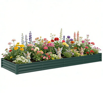 12 x 4 x 1ft Galvanized Raised Garden Bed, Reinforced Outdoor Planter Box, Green Galvanized Planter Boxes at Gallery Canada