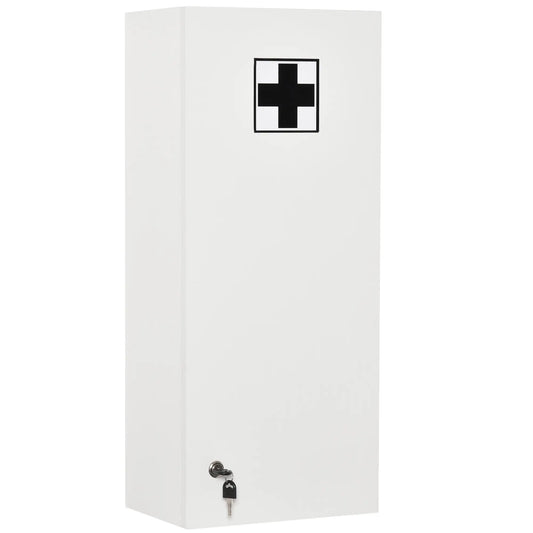Wall Mount Medicine Cabinet, 5-Tier Lockable, Adjustable Shelves, White Mirror Medicine Cabinets White at Gallery Canada