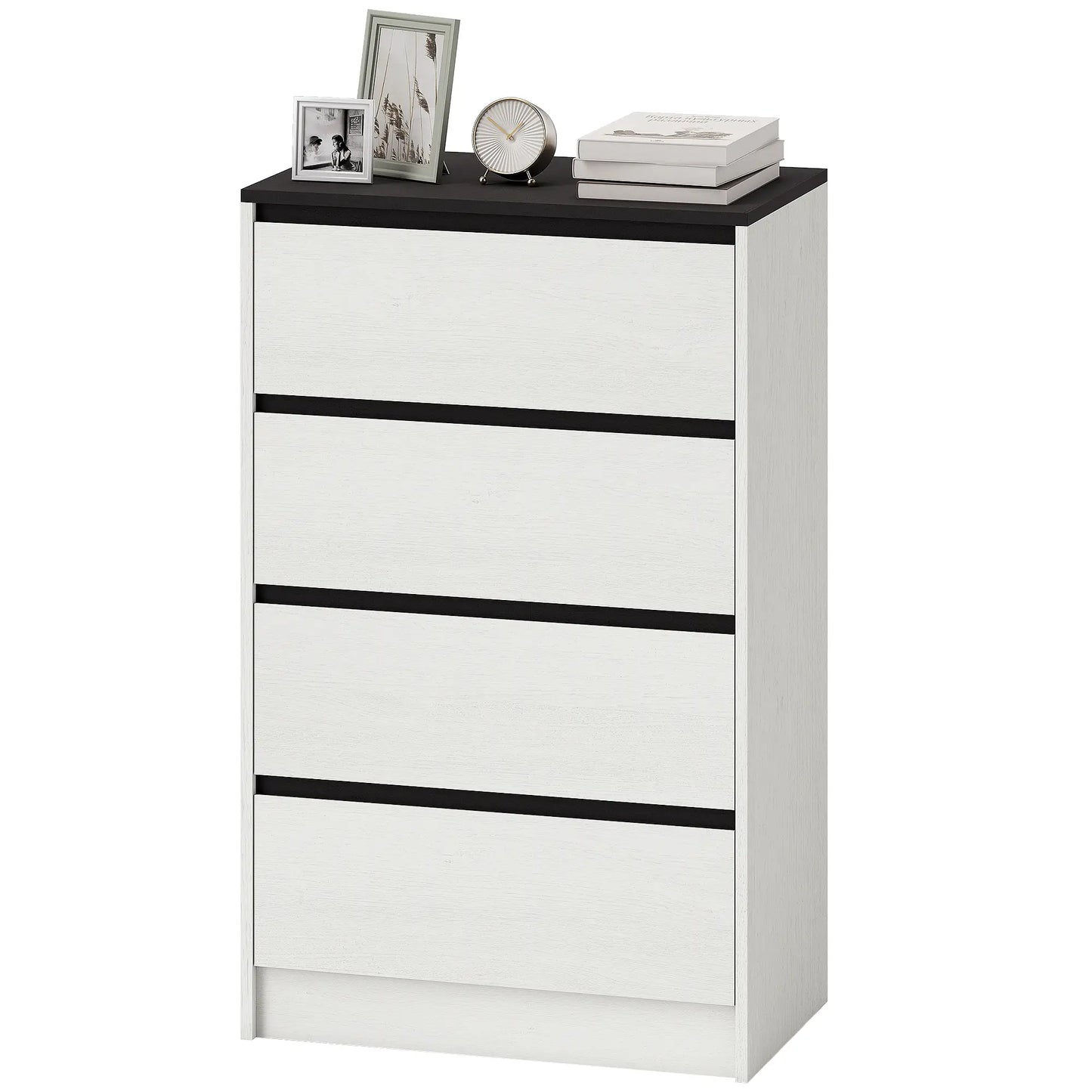 Tall Chest of Drawers, 4 Drawer Dresser, White Wood Effect, White Storage Cabinets White Wood Effect, Black Wood Effect at Gallery Canada