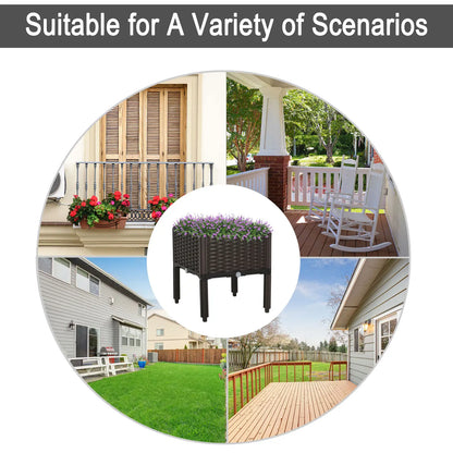 Raised Garden Bed, PP Flower Bed, Vegetable Herb Grow Box, Brown Elevated Garden Beds at Gallery Canada