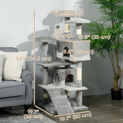 53 Cat Tree Scratching Post, Multi-Level Play House, Grey Cat Trees at Gallery Canada