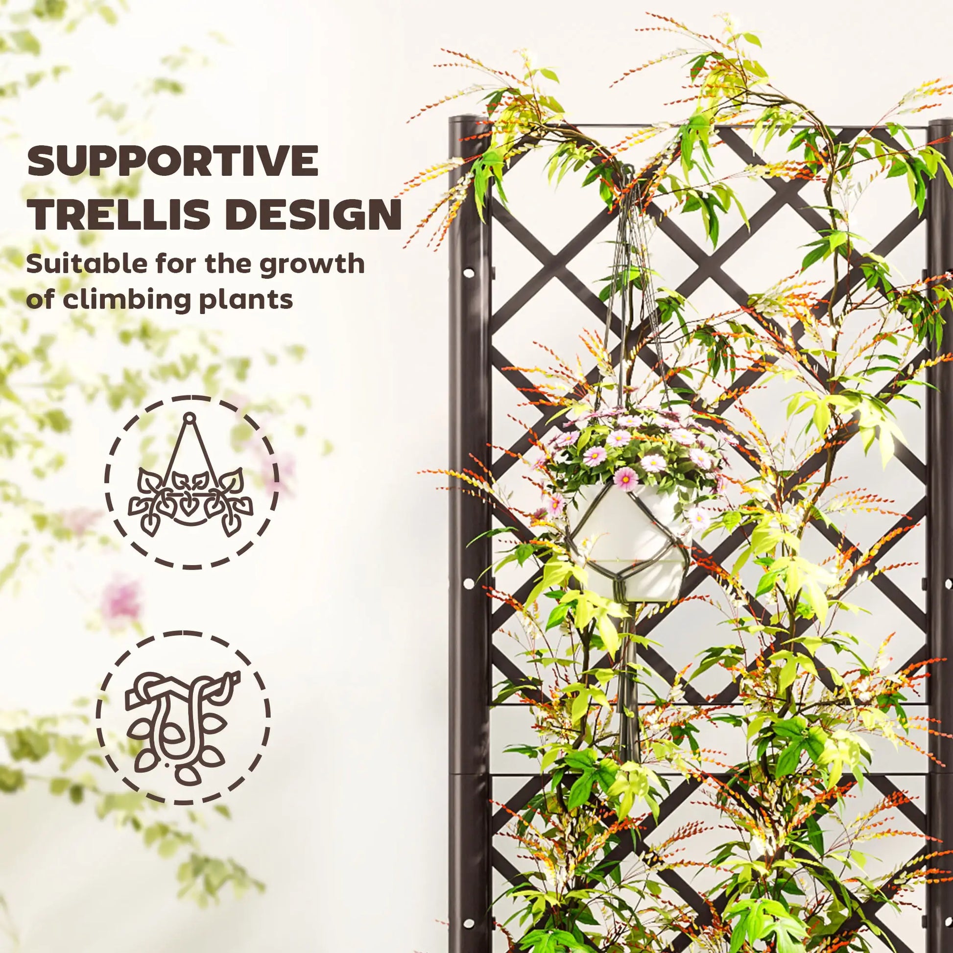 Raised Garden Bed with Trellis, Plastic, 16" x 16" x 48", Drainage Holes Raised Garden Beds at Gallery Canada