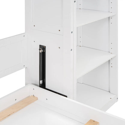 Murphy Bed with Storage Shelves, Space-Saving Wall Bed, 87.5" L x 16" W x 84" H, White Bed Frames at Gallery Canada