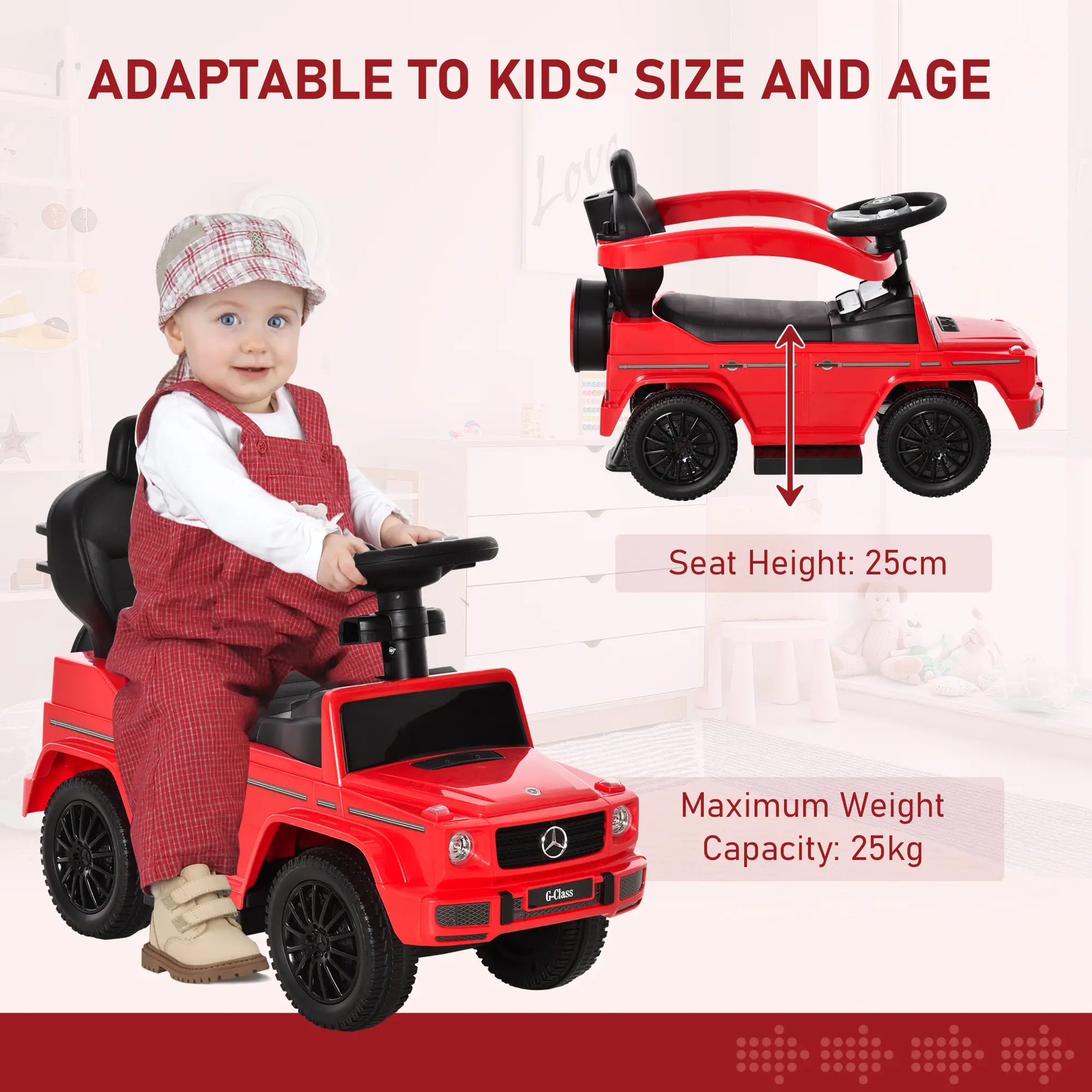 G350 Licensed Push Car, 3-in-1 Toddler Sliding Car, Red Electric Ride On Toys at Gallery Canada