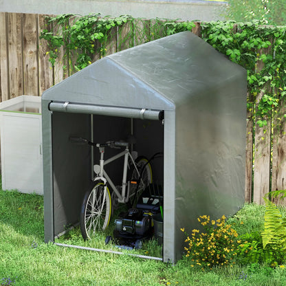 Bike Storage Shed, Motorcycle Shelter, Galvanized Steel, 4x6 Ft, Green Sheds at Gallery Canada