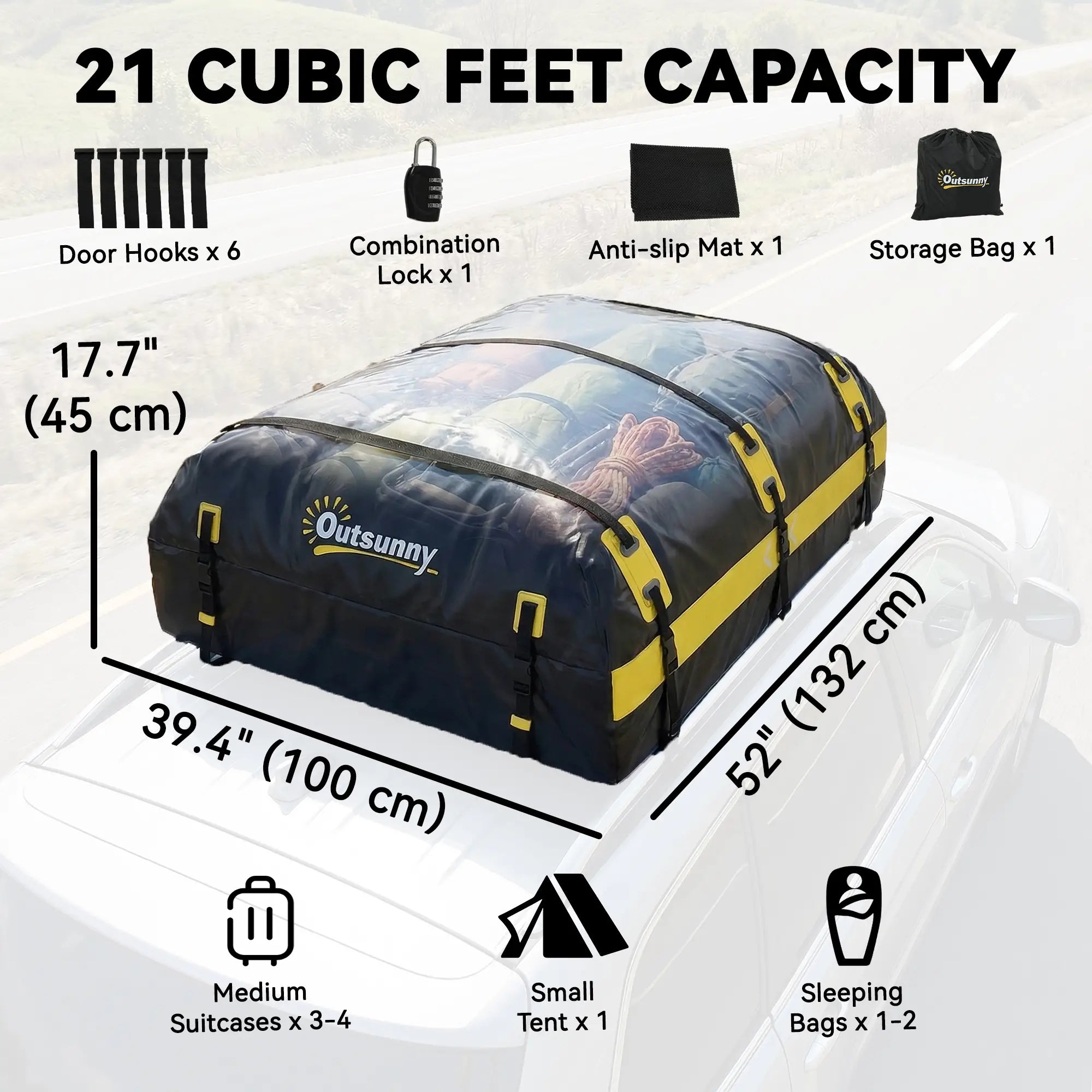 Rooftop Cargo Carrier, 21 Cubic Feet, Waterproof Soft-Shell Storage Bag, Yellow Automotive at Gallery Canada