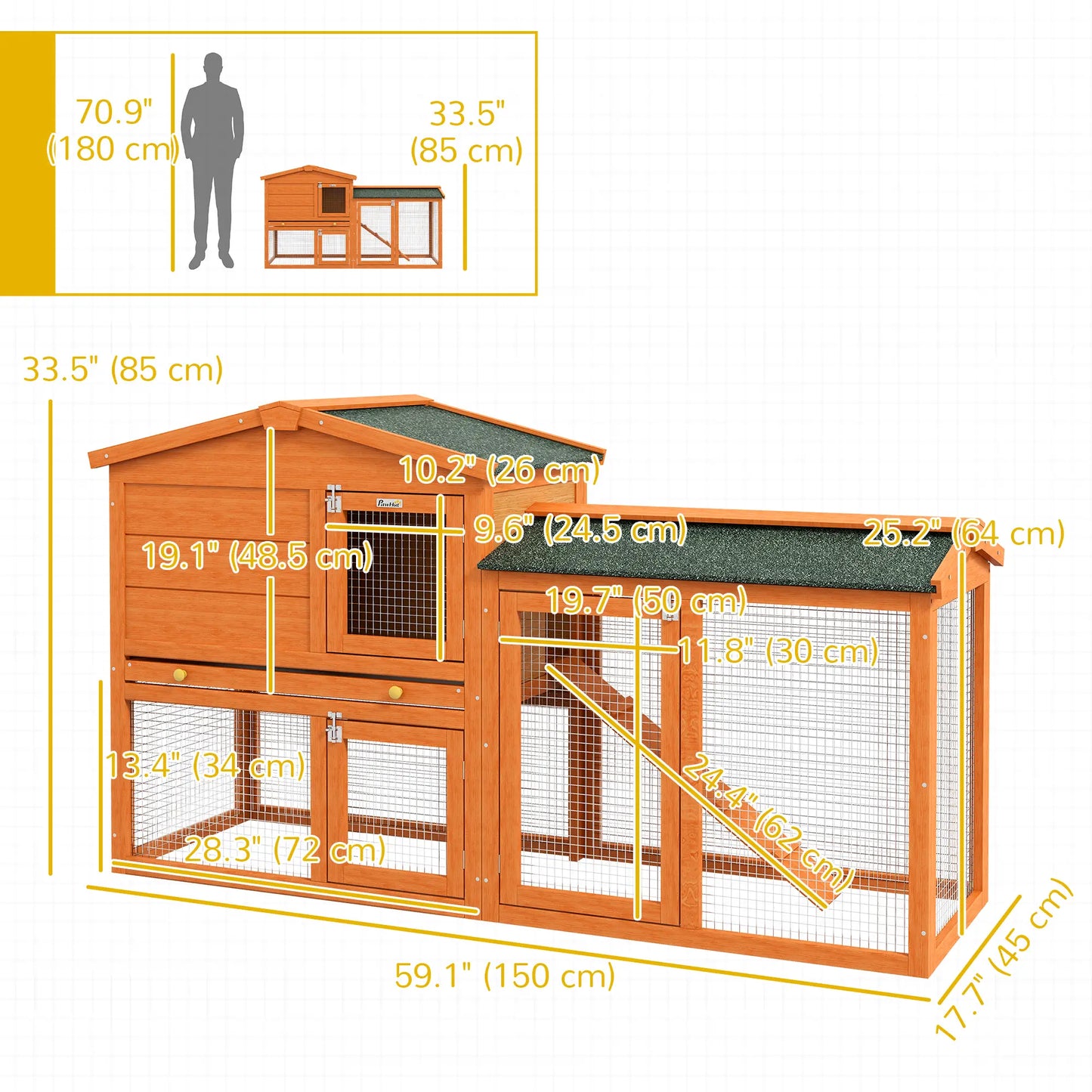 Two-Level Rabbit Hutch, Small Animal House, Pet Bunny Cage, Outdoor Run Rabbit Hutch at Gallery Canada