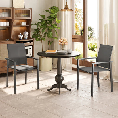 Stackable Outdoor Garden Chairs, Set of 2, Dark Grey Patio Chairs at Gallery Canada