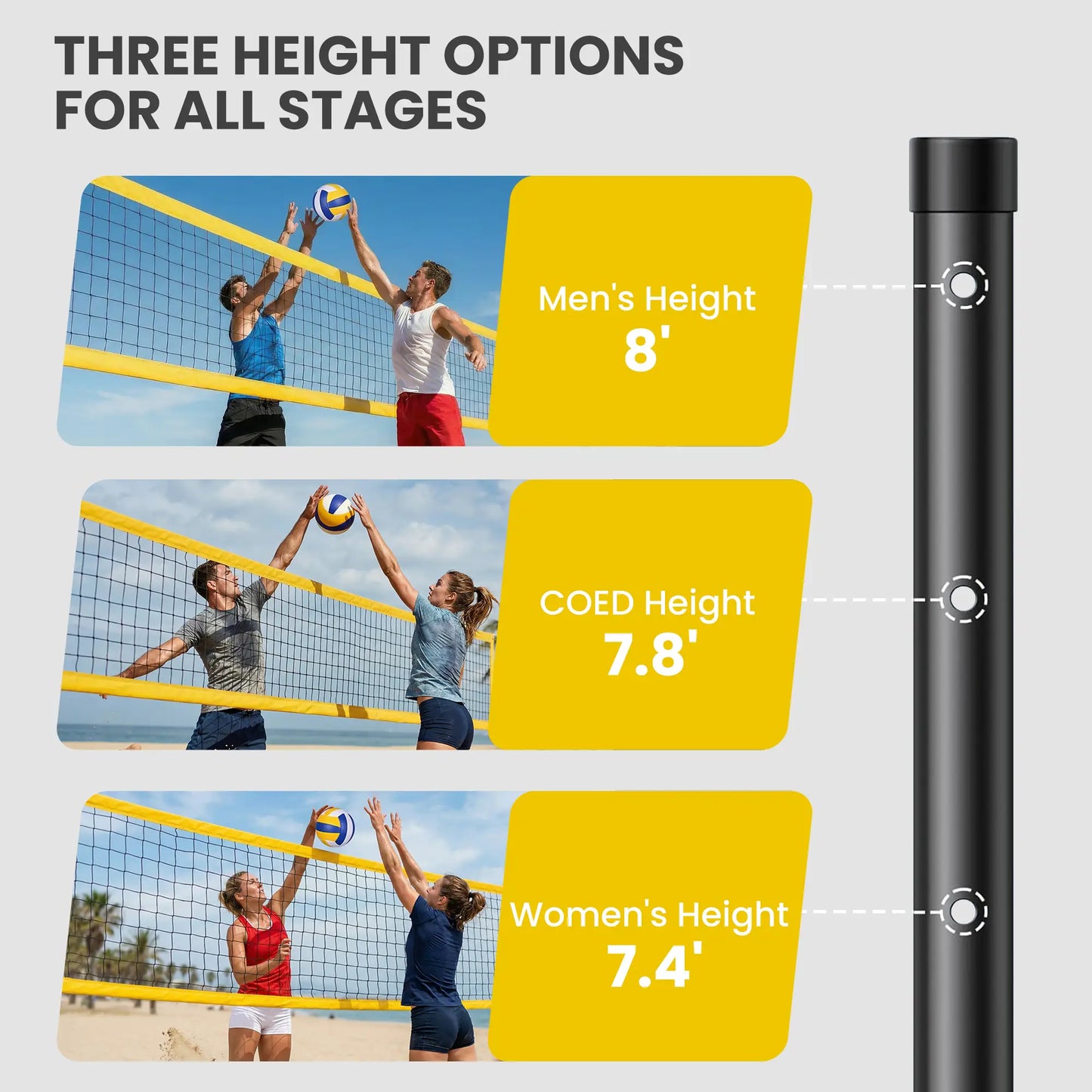 Portable Volleyball Net Set, Adjustable Height Steel Poles, Boundary Line, Carrying Bag Badminton at Gallery Canada