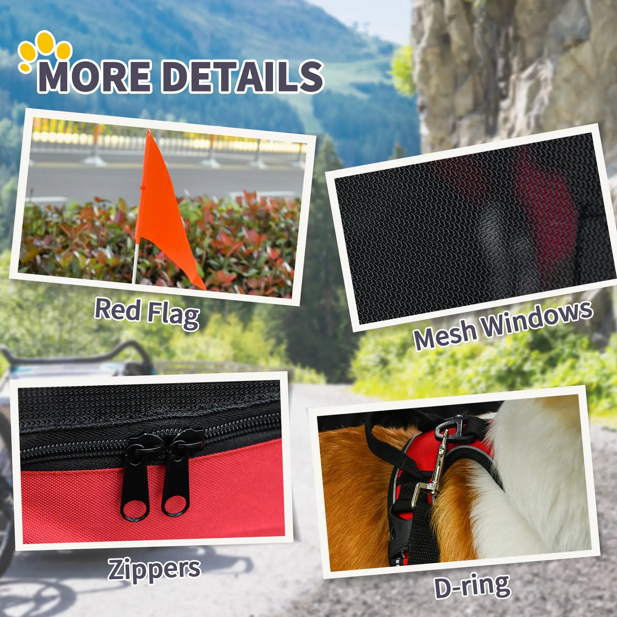 Foldable Dog Bike Trailer, Pet Cargo Carrier, Red/Black Dog Bike Trailers & Strollers at Gallery Canada