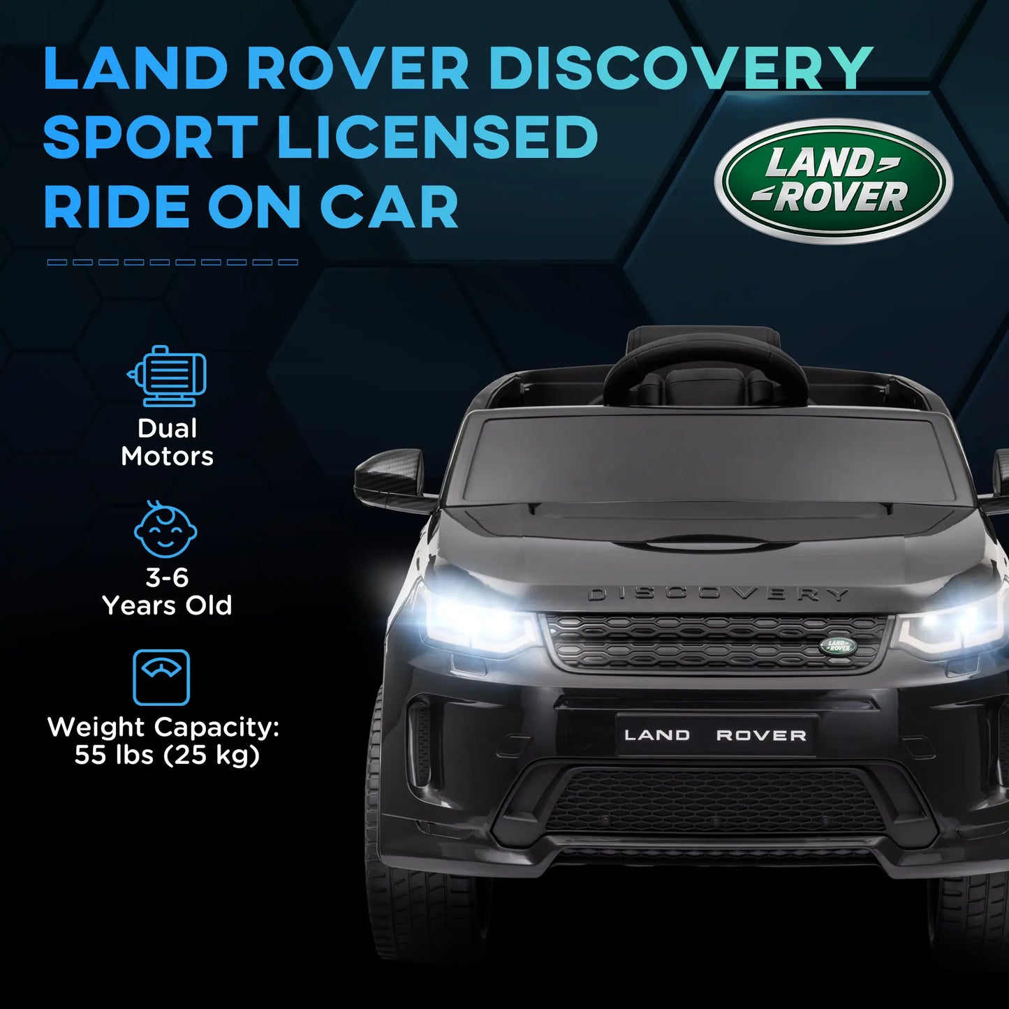 Land Rover Discovery Sport Licensed 12V Ride On Car, Black Electric Toy Cars at Gallery Canada