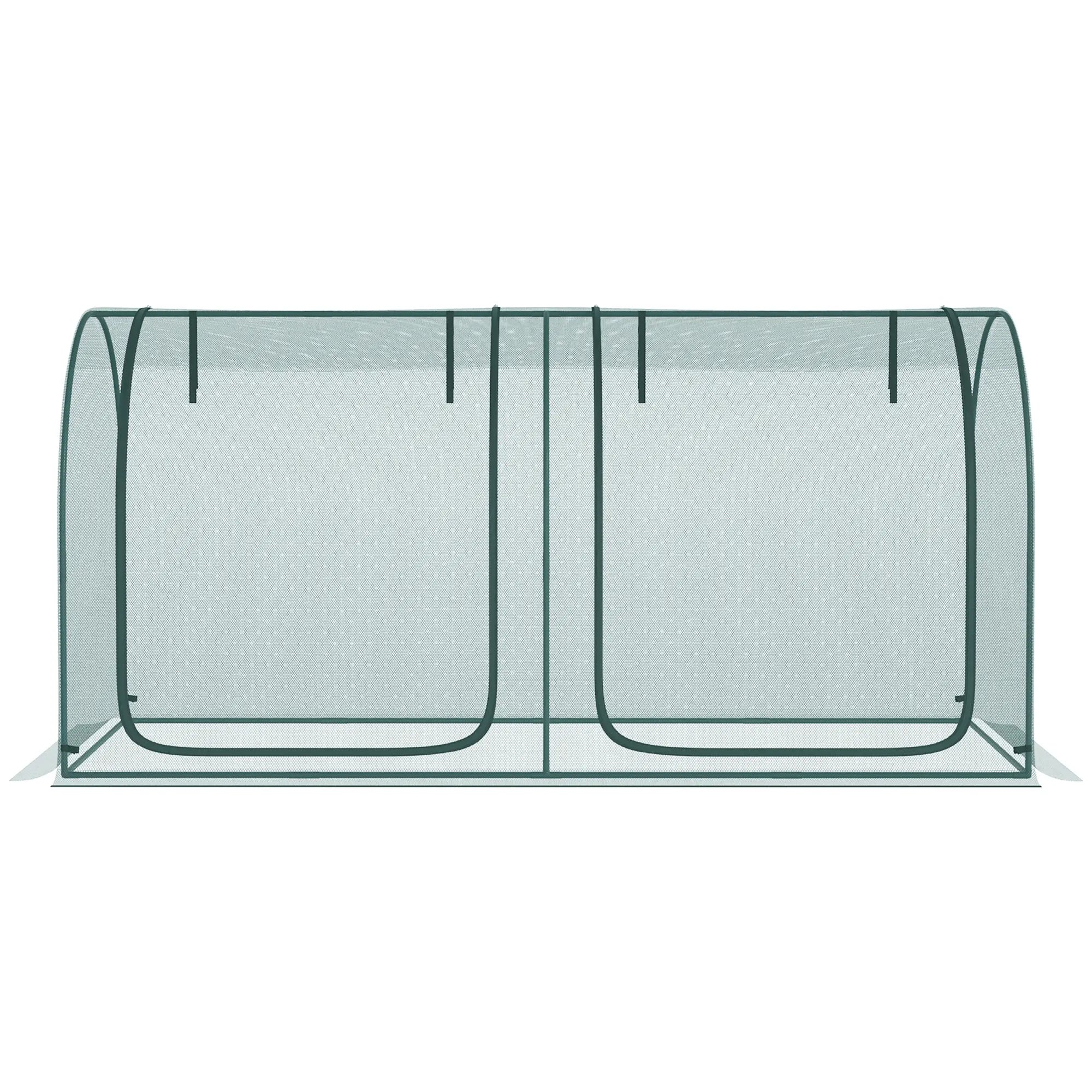 8' x 4' Crop Cage, Plant Protection Tent, 2 Zippered Doors, 4 Stakes, Dark Green Walk In Greenhouses at Gallery Canada
