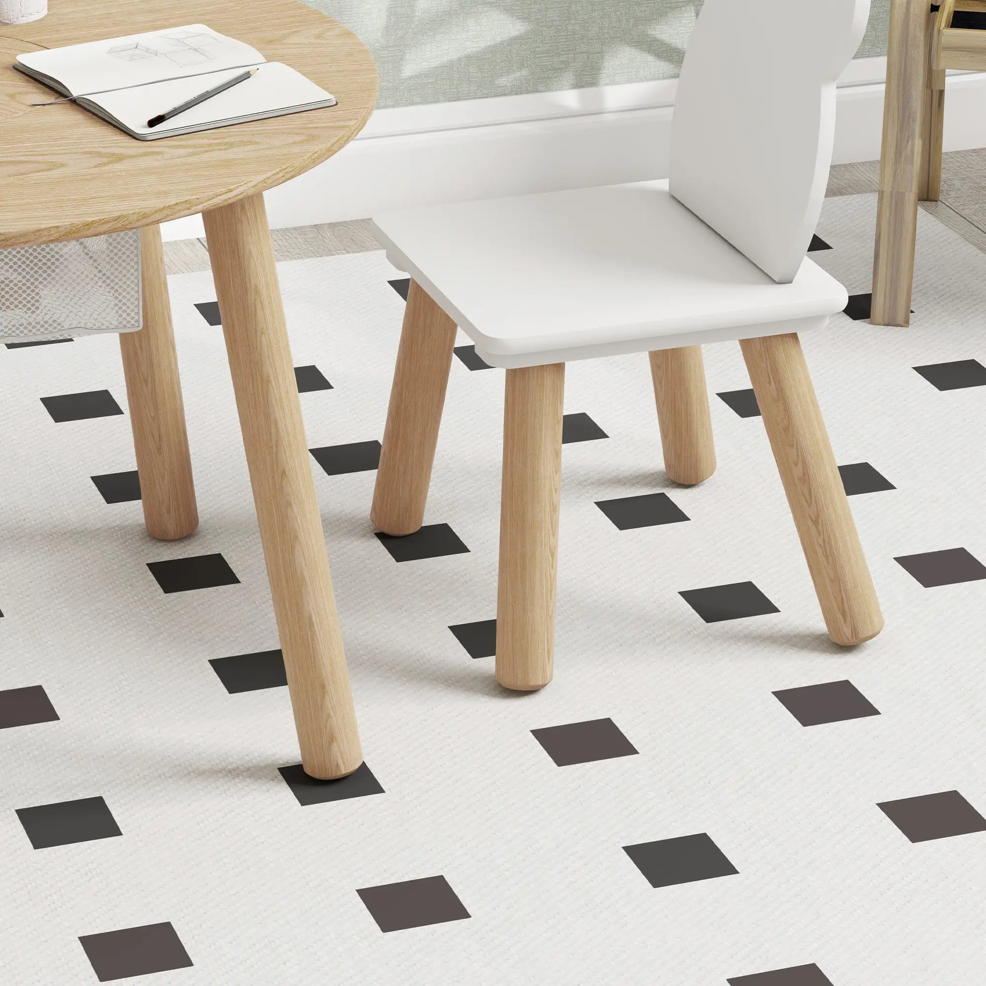 Kids Table and Chair Set, 3 Pieces, Bear-Shaped Chairs, Mesh Bag Kids Table Sets at Gallery Canada