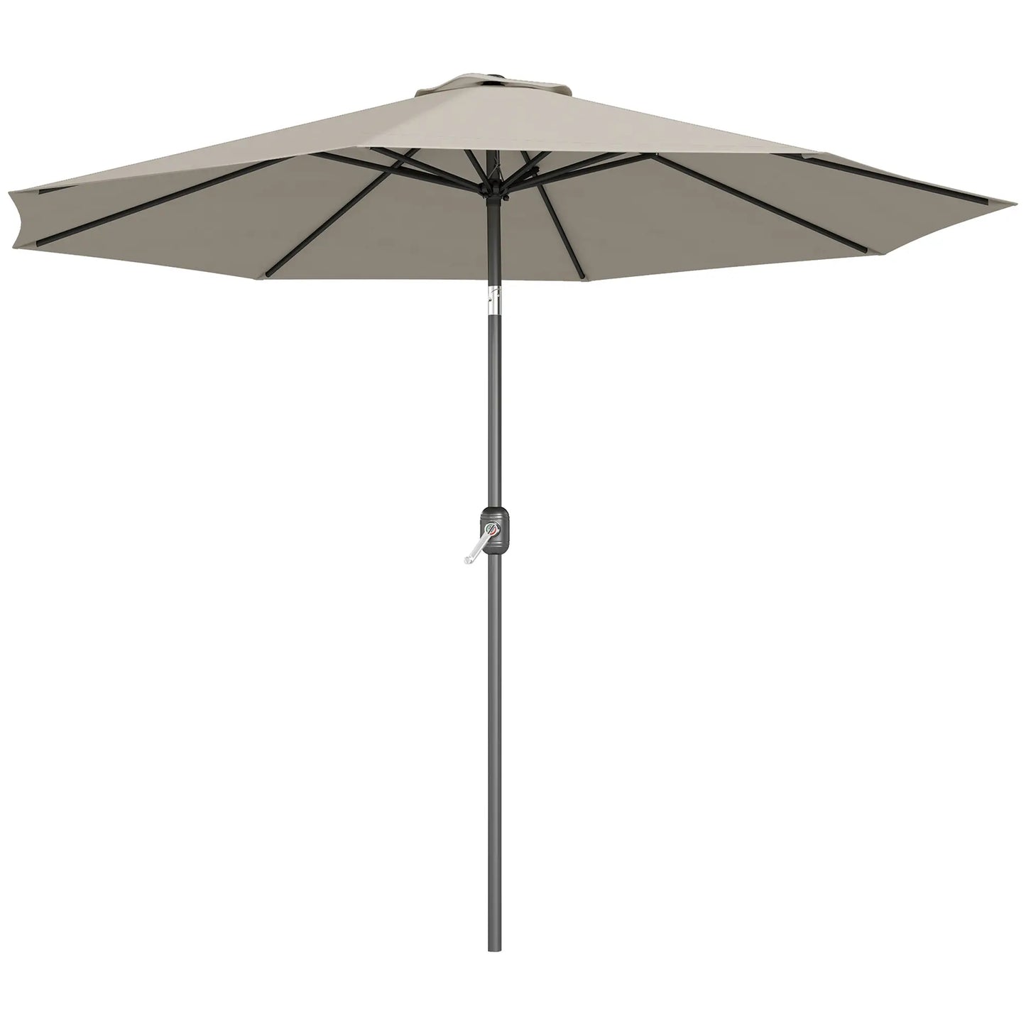 10' x 8' Round Patio Umbrella, Crank Handle, Tilt, Light Grey Sun Umbrellas at Gallery Canada