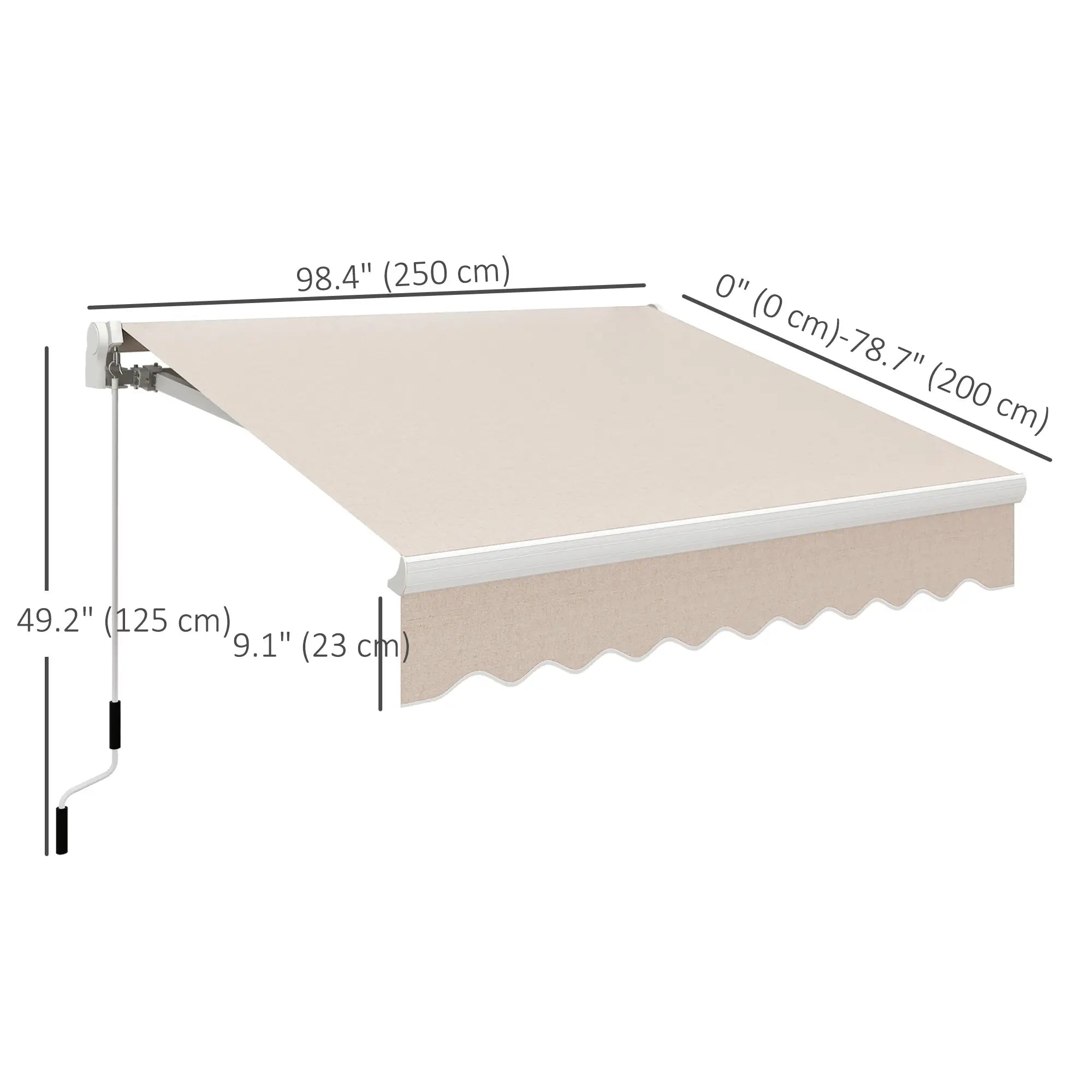 8'x7' Patio Awning, Manual Retractable Sun Shade, Outdoor Deck Canopy Shelter, Beige Patio Awnings at Gallery Canada
