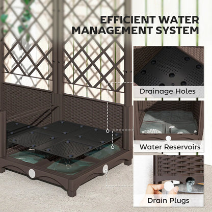 Plastic Raised Garden Bed With Trellis, Drainage Holes And Plugs