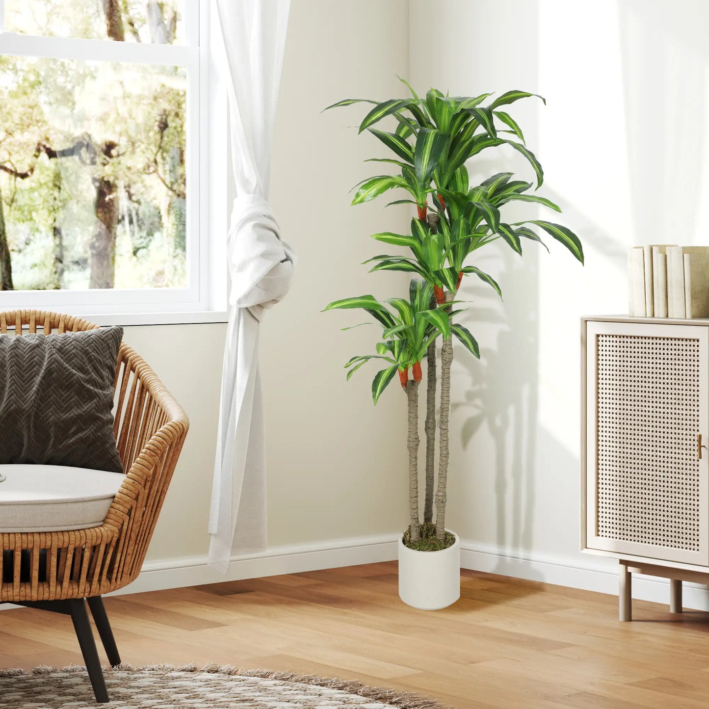 5FT Artificial Dracaena Plant, Bendable Trunks, Green Artificial Trees at Gallery Canada