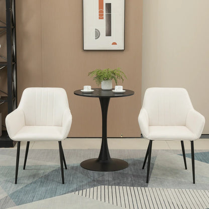 Ensemble de 2 chaises à manger, rembourrées en tissu de lin, beige